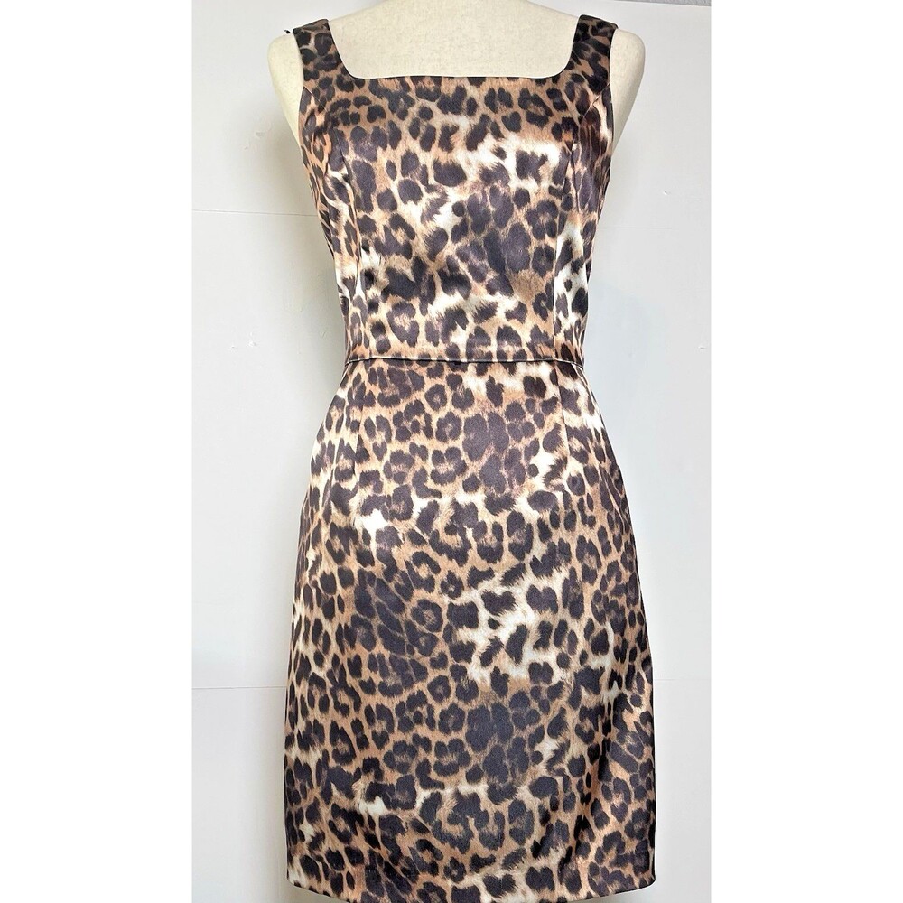 Chicos womens sleeveless shimmery leopard print sheath dress sz 0 glam party
